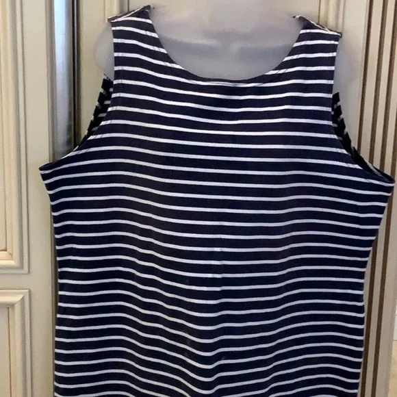 Navy and White Striped Sleeveless Top - Picture 1 of 7